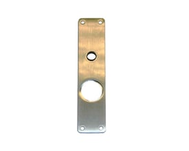 Assa Abloy langskilt 305 KR med mat finish, vist forfra med runde udskæringer og skruehuller.