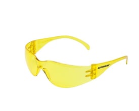 Activewear Mission 4020 sikkerhedsbrille med gul, kantløs linse, set skråt forfra med begge brillestænger synlige.
