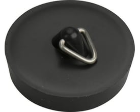 Sort gummiprop med en diameter på 45,5 mm, udstyret med et sølvfarvet metalhåndtag formet som en trekant.