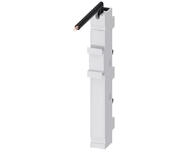 Siemens 8US2-busbaradapter, 1-polet til 63 A og fase L3, med sort forbindelseskabel og synlig kobberende.