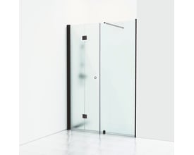 Svedbergs Skoga nichebruser med sort mat profil og frostede glasdøre, 198 cm høj med integreret greb.