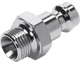 Festo Koblingsstik KS3-1/8-A, et metalstik med gevind i den ene ende og en lynkoblingsdel i den anden.