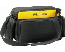 Fluke C195 blød transporttaske med gul frontpanel og sort lynlås, 231x513x231mm, egnet til forskellige Fluke-modeller.