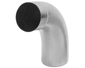 VMZINC® bøjning til tagrende med en vinkel på 72° og en rørdiameter på 87 mm i skinnende metal.