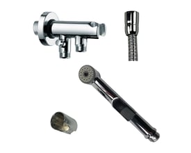 K. Neerskov komplet bidet sæt med krom stopventil, 800mm metalslange og bidetbruser med on/off knap.