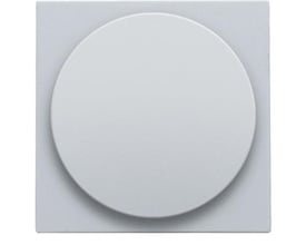 Niko afdækning til lysdæmper med drejepotentiometer i sterling farve, med en cirkulær front på en firkantet baggrund.