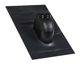 Sort MetalbestoS ConneXt-inddækning med opstående krave på en flad inddækningsflade, til 110/160 mm.