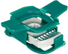 Walraven RapidStrut® glidesko med vinger, M6, grønne plastvinger og synlig metalindsats, set skråt oppefra.
