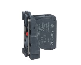 Schneider Electric ZBE-102 kontaktelement med 1 NC brydekontakt og skrueterminaler fra Harmony XB5 serien.