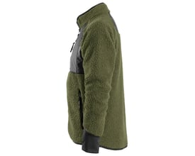 Snickers Workwear AW pilejakke 8021 i khakigrøn og sort, set fra siden med fokus på tekstur og detaljer.