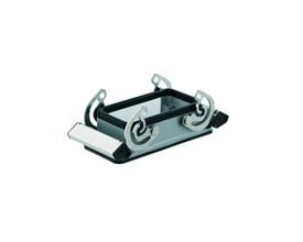 Weidmüller Chassishus 10B-ABU, størrelse 4, set fra siden med fokus på monteringsbøjlerne og aluminiumskonstruktion.