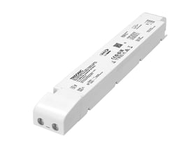 Tridonic DALI-2 LED driver LC 100W 24V one4all NF SC EXC2 SP i hvidt metalhus med tydelig mærkning af specifikationer.