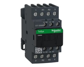 Schneider Electric TeSys D 40A AC1 kontaktor med 42VAC spole, vist med skrueklemmer og 2NO+2NC kontakter.
