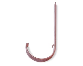 Plastmo rendejern nr. 12, et langt rendejern i brun plast med en buet ende til tagrender.