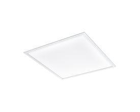 EGLO CONNECT SALOBRENA-Z loftpanel i hvid, med dimensioner 595x595 mm og en tynd ramme, præsenteret på hvid baggrund.