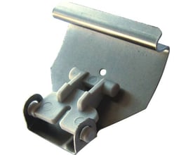 CH Armatur clips til marinearmatur på 18 og 36 W, rustfri 316, med buet metalbøjle og grå plastdele.