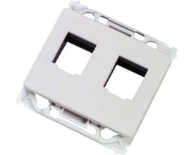 Lauritz Knudsen OPUS66 lige dataudtag i hvid plast med plads til to moduler og et robust monteringssystem.