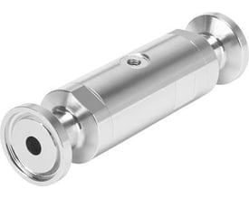 Festo slangeventil VZQA-C-M22U-6-S5S5-V4V4S1-4 med polerede metalender og en midtersektion med flere facetter.