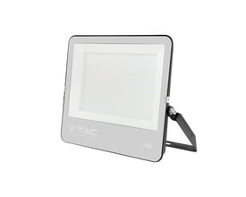 V-TAC 300W LED projektør med Cree-chip, sort aluminiumshus og justerbart beslag på hvid baggrund.