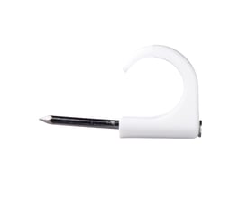 Sidevisning af en hvid Schneider Electric TC kabel- og ledningsclips, der viser dens robuste design til 14-20 mm runde kabler.