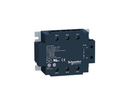 Schneider Electric Solid State relæ SSP, 3-faset, 25A, 530VAC, 24VDC, panelmonteret med tydelig mærkning af tilslutninger og logo.