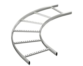 Wibe udvendig 90 graders bøjning til kabelbakker i størrelserne 15-500 mm, fremstillet af AISI316L-stål med C5-M korrosionsklasse.