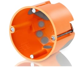 F-Tronic vindtætte forfradåse, vist fra en vinkel, der fremhæver dens orange farve og indre struktur med grå membraner.