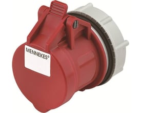 Mennekes CEE udtag 16A 5-polet 6H 400V IP44 i rød og grå plast med skrueterminaler.