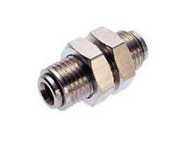 Norgren Pneufit skotgennemføring, messing forniklet, med 8 mm slange og M16x1 gevind, til pneumatiske systemer.