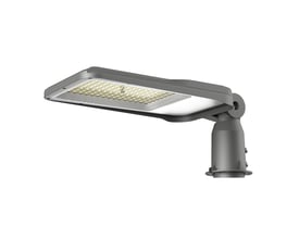 Grå V-TAC LED-gadelygte på 150 W med Cree-chip og justerbart lampehoved, set skråt forfra.