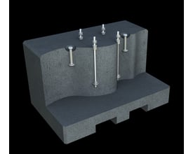 Gennemskåret Mobil-Fundament type 6, der viser de interne bolte og den massive betonstruktur for en 6 meter mast.