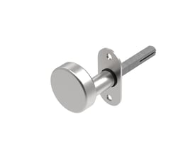 Randi dørknop fast, Ø50, i matbørstet rustfrit stål med 65x30mm smalprofilroset.