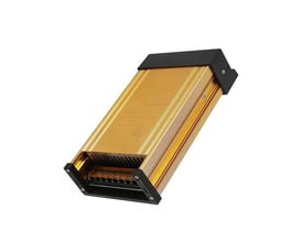 V-TAC metal LED strømforsyning 150W, 12V med synlig klemmeblok og køleribber, præsenteret på hvid baggrund.