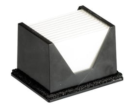 Makita Hepa-filter til DX05 og DX16 sugekassetter, vist forfra med hvide filterlameller og sort plastholder på grå baggrund.