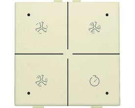 Niko ventilationstryk i creme med fire knapper til indstilling af ventilation samt timerfunktion, viser et moderne design.