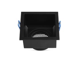 Sort firkantet V-Tac Pro GU10 LED lampe i aluminium med honeycomb og dyb anti-blænding, vist forfra.