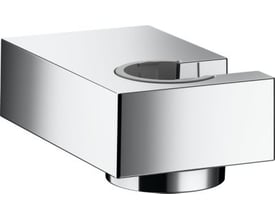 Hansgrohe Porter E vægholder til bruserslange i skinnende krom metal med en fast holdeposition for koniske slanger.