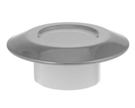 Karfa rosetbøsning i krom look med en diameter på 300 mm, monteret på en hvid plaststilk.