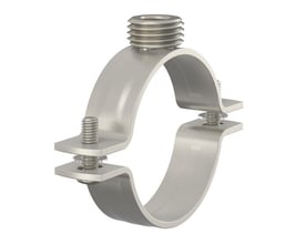 Flamco rørbøjle BSF i rustfrit stål, model G 1/2" med M10 gevind og justerbar pasform til 41,5-47 mm rør.