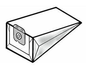 Enkel skitse af en hvid støvsugerpose med adapterplade, symboliserer NI 2162 modellen fra Nordic Quality.