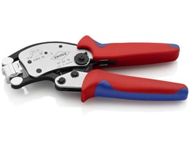 Knipex Twistor16 krympetang 97 53 18 med røde og blå håndtag, viser kapacitet 0,14-16mm².