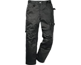 Kansas Buks Icon one 114119 i sort bomuld, fremviser flere lommer og kontrastsømme på hvid baggrund.