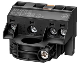 Siemens motortilførselsstik ts.mod 3RT2.1 3RT2.2 med tydelig advarsel og specifikationer trykt på overfladen.