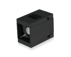 V-TAC Pro 1W LED magnetisk spotlys i sort aluminium, vist fra siden med en hvid baggrund.