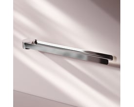 AM.PM Inspire V2.0 dobbelt håndklædeholder i krom med blank overflade, monteret på en væg med solstråler.