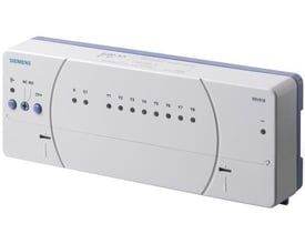 Siemens RRV918 varmekreds regulator med 8 kredse, hvid og blå, med knapper og lysindikatorer for styring.