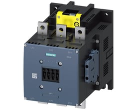 Siemens SIRIUS 3RT1 strømkontaktor med 500A kapacitet og 3 poler, tydeligt mærket med "SIEMENS" og "SIRIUS".