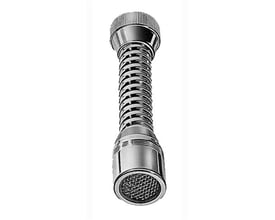 Forkromet metalslange med 100 mm længde og 22x1 mm indvendigt gevind med luftblander.