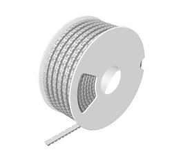 Hvidt Weidmüller-kabelmærke sfm 1/12 på rulle, beregnet til kabler med en diameter på 1,2–1,8 mm.