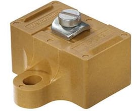 Weidmüller Skinneholder SH 2 i beige plast, passer til TS32/TS35 DIN skinner, med synlig monteringsskrue.